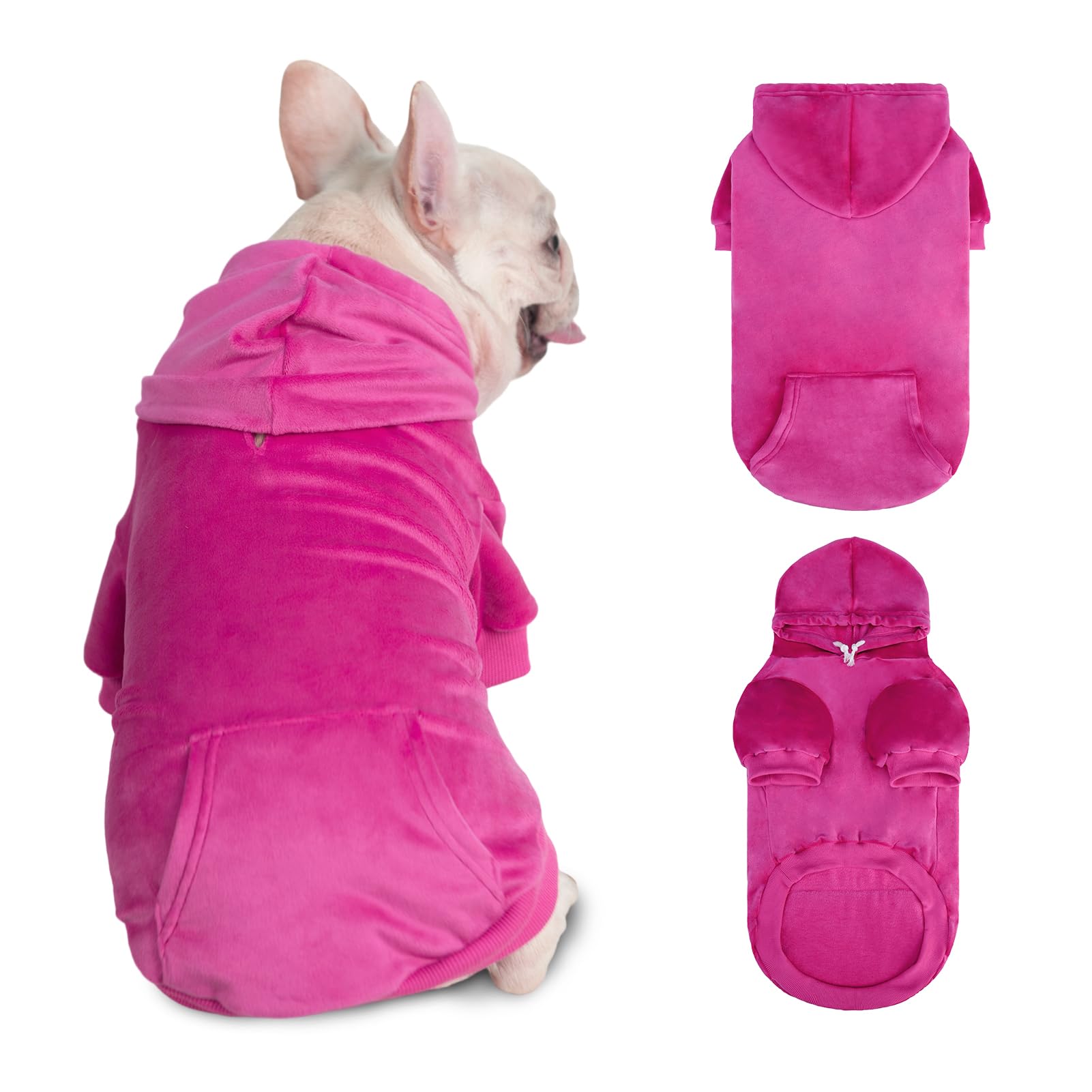PAWCHIE dog hoodie front view in rose pink for cozy warmth on walks
