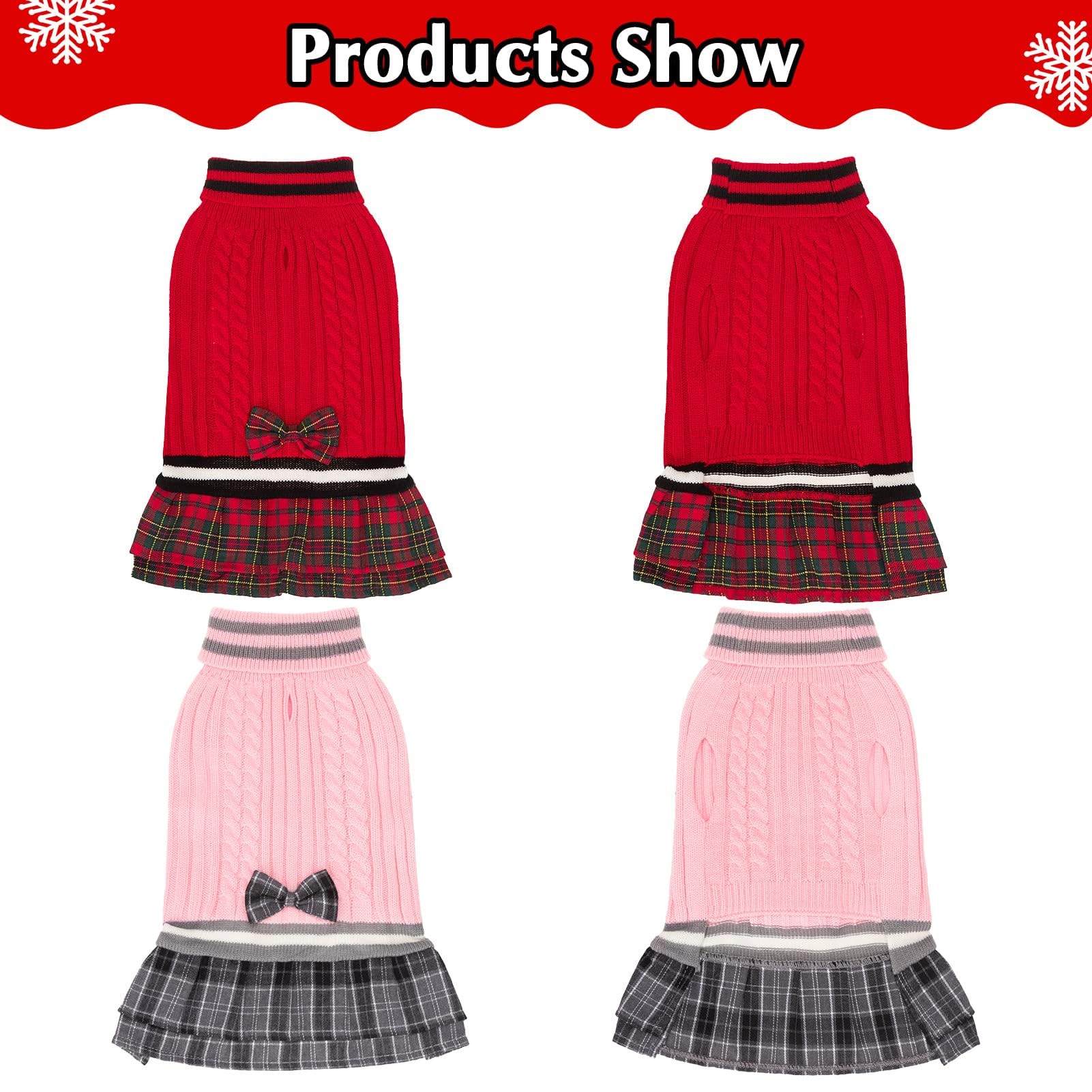 PAWCHIE dog sweater dress in pink with bowtie adds charm and warmth on chilly walks