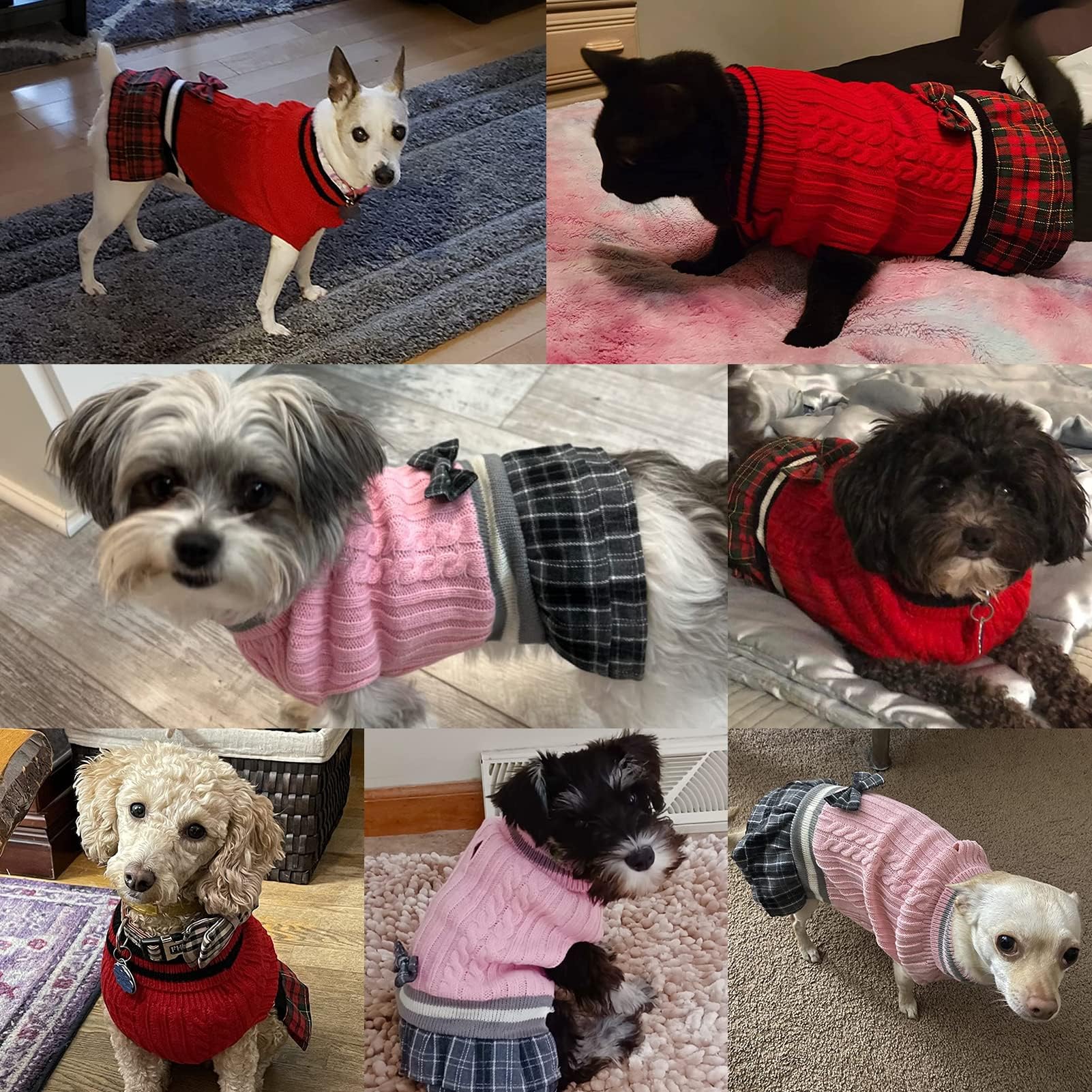PAWCHIE winter knit outfit with plaid skirt for cozy outdoor outings