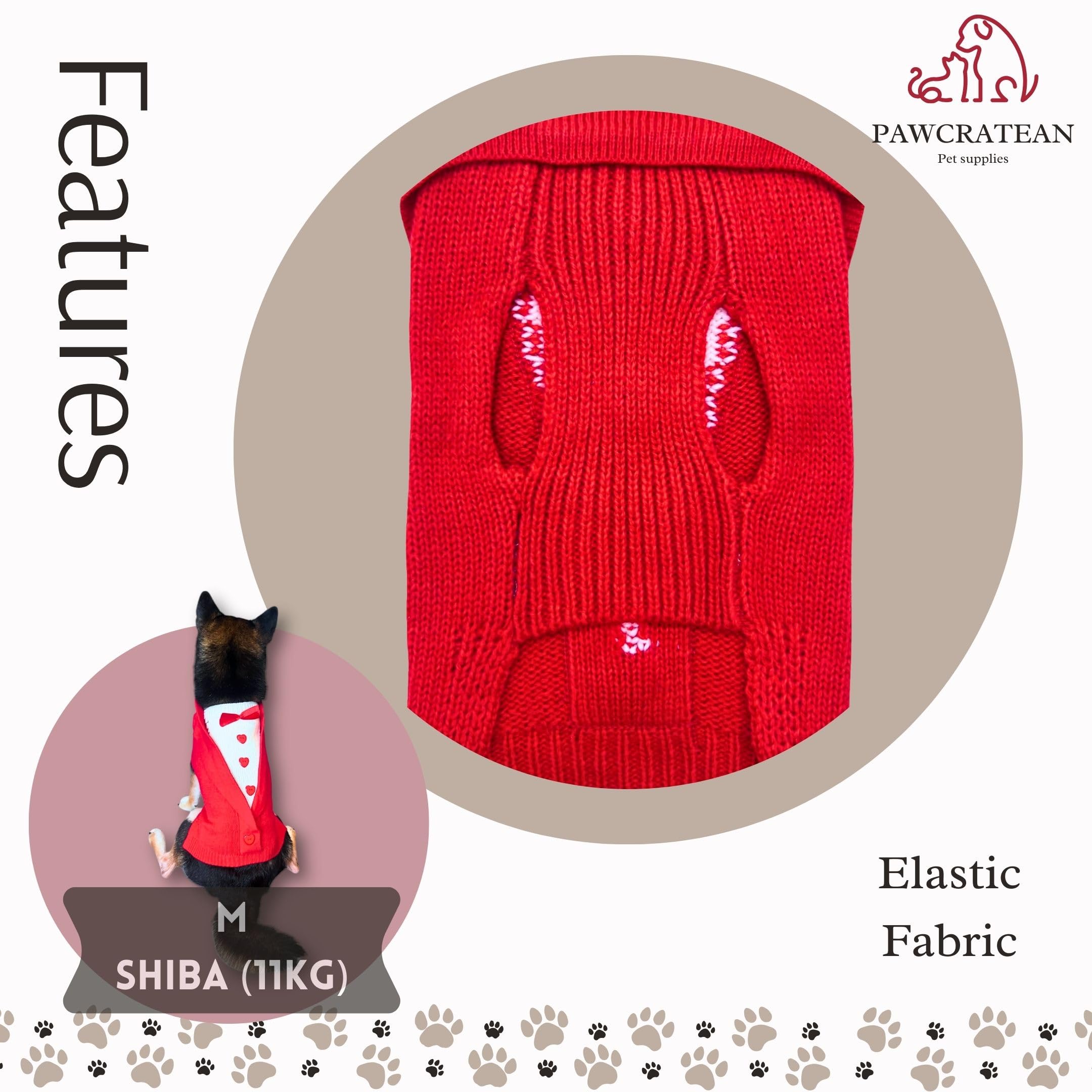 Pawcratean versatile-fit pet sweater demonstrates flexible sizing.