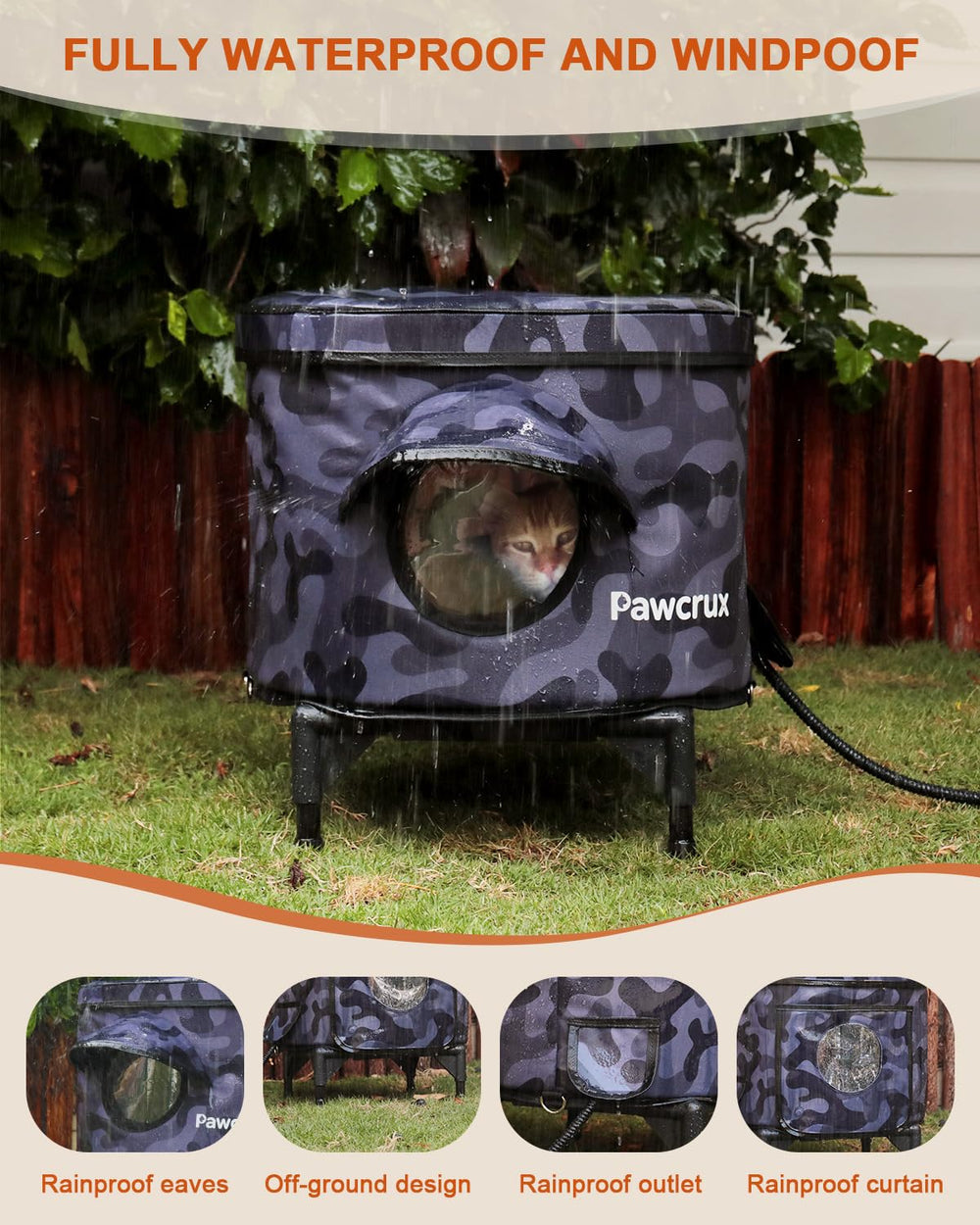 Pawcrux cat shelter escape door helps secure shy cats indoors