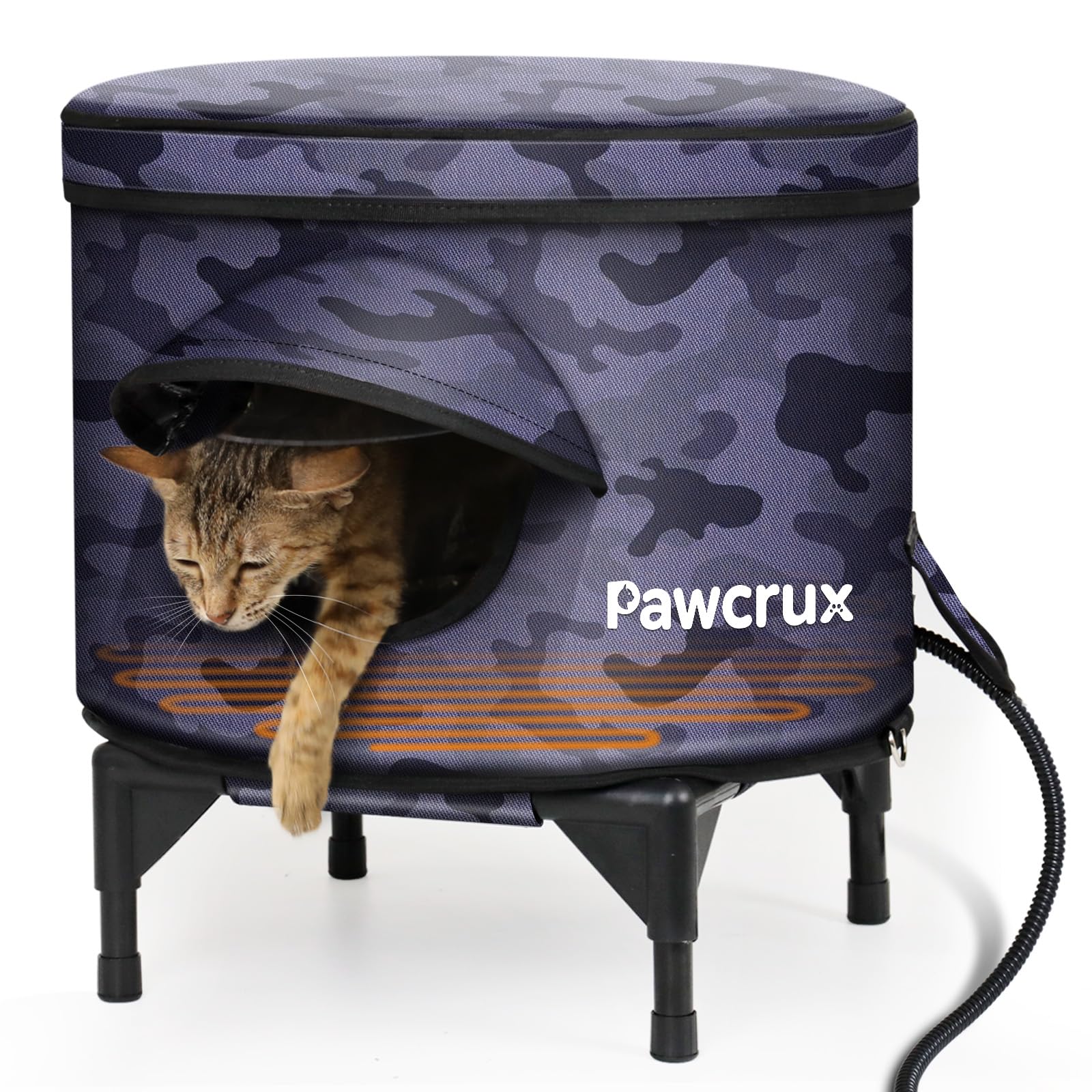 Pawcrux heated cat house with camera bracket enables outdoor monitoring