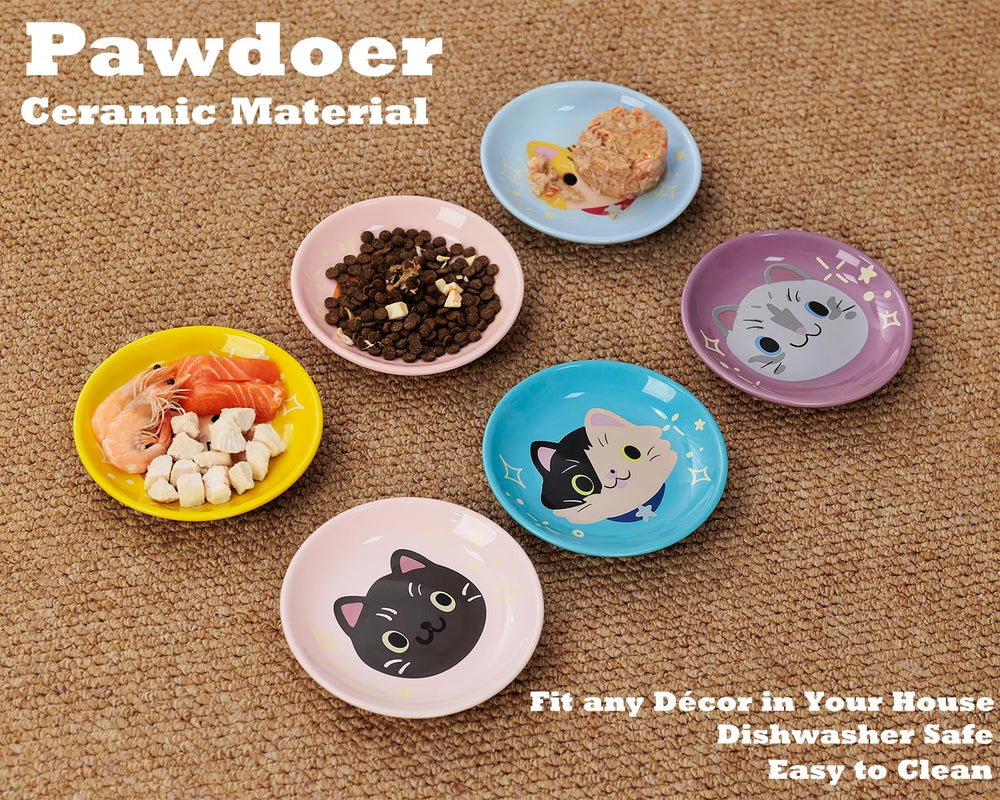 Pawdoer Ceramic Shallow Cat Dish microwave-safe for quick meals.