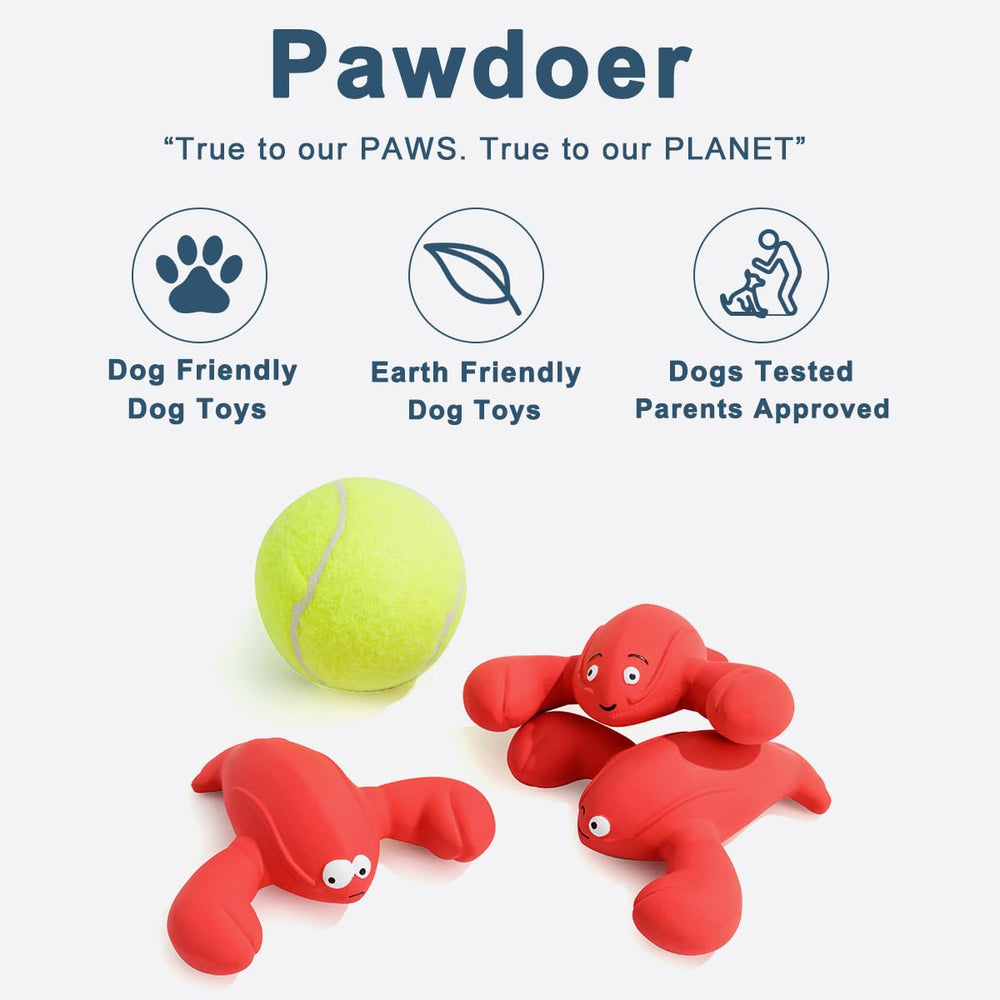 Pawdoer lobster-shaped squeaky toy close-up shows soft latex texture