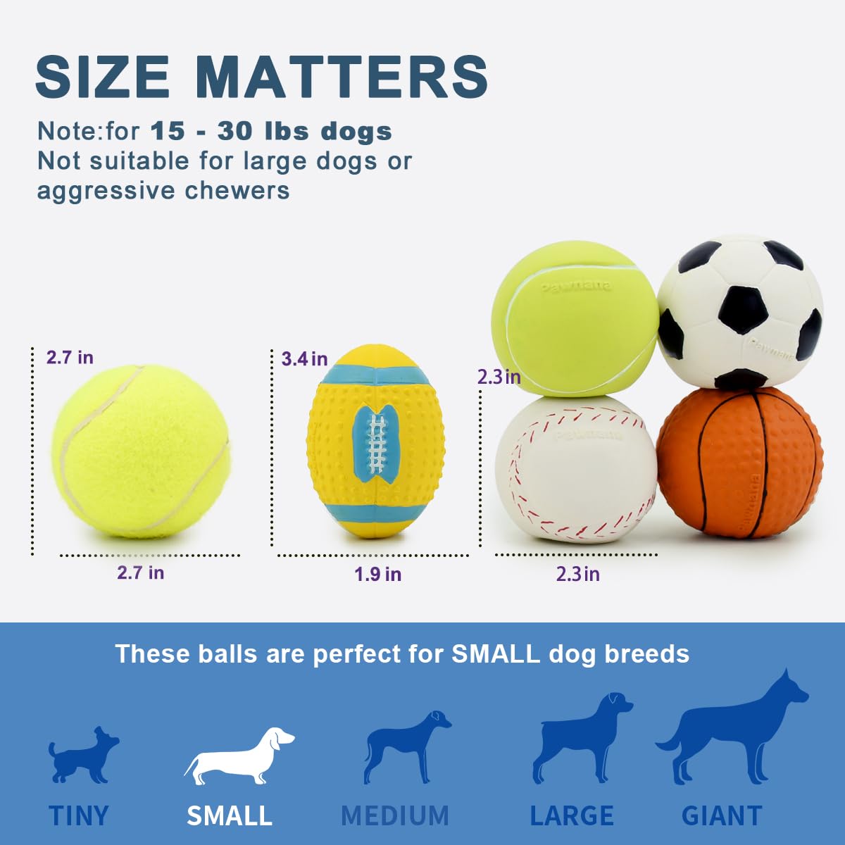 Pawdoer Squeaky Ball soccer: soft rubber ball ideal for teething puppies