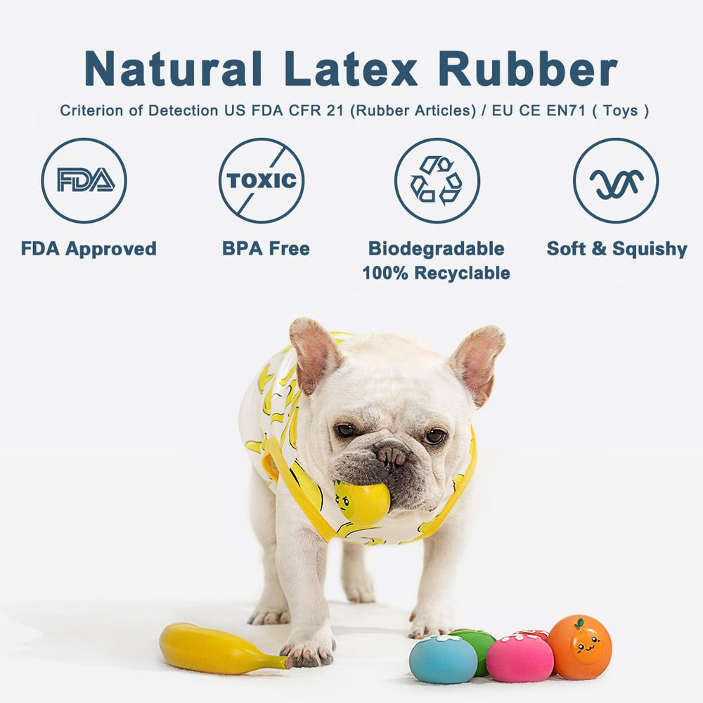 Pawdoer Squeaky Dog Toy Ball made of soft latex for gentle mouth contact.