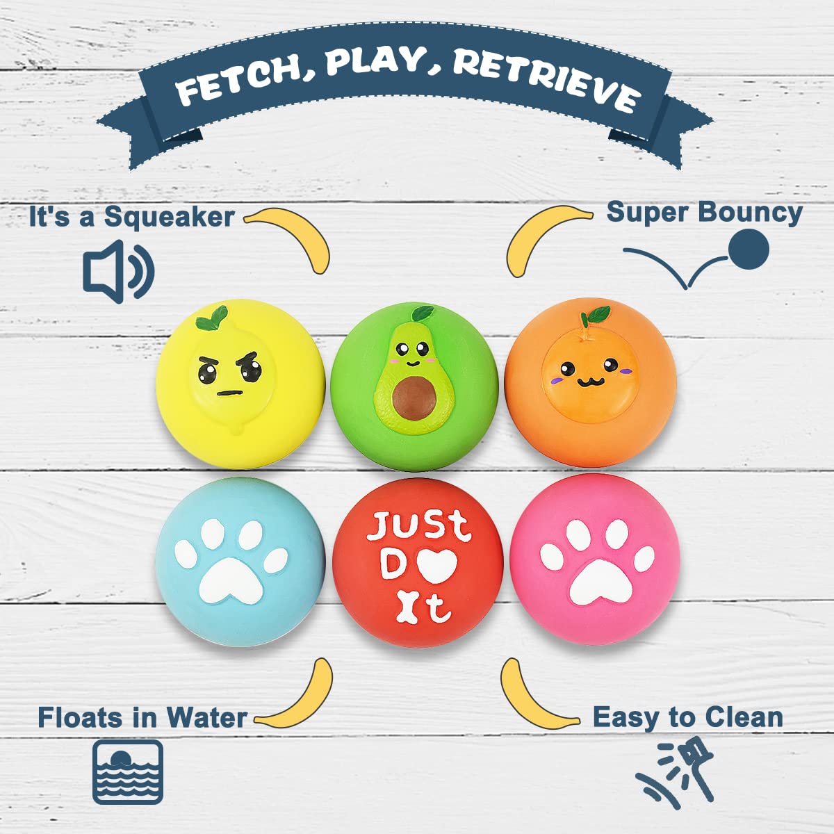 Pawdoer Squeaky Dog Toy Ball with built in squeaker for engaging chase.