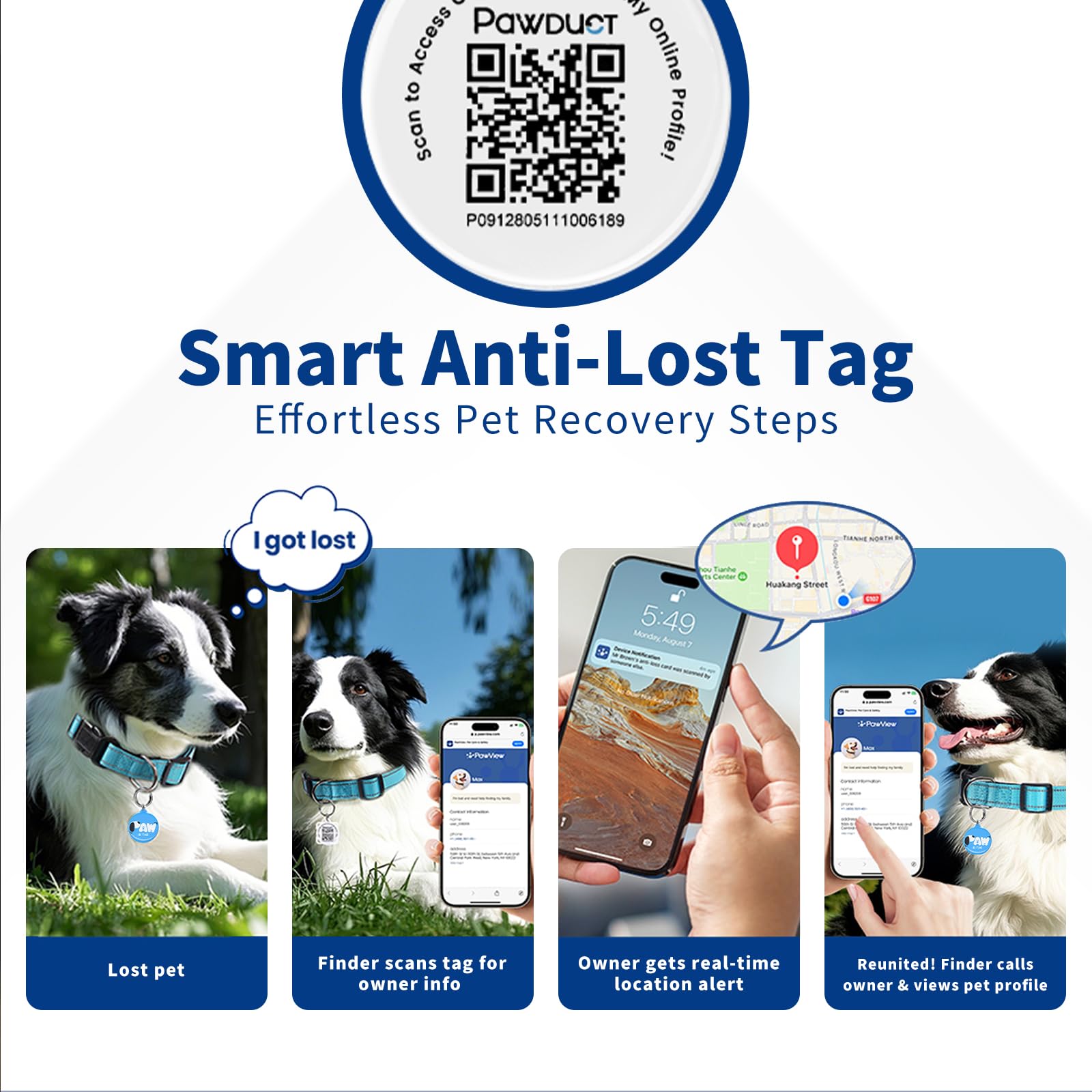 PawDuct reflective 360-degree strip visible at dusk to increase dog safety.