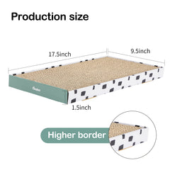 PAWSFANS cat-scratcher large front view highlights durable corrugate scratch surface.