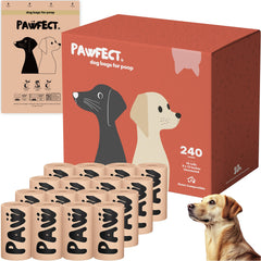 Pawfect dog poop bags rolls pack showing eco-friendly, mess-free walks