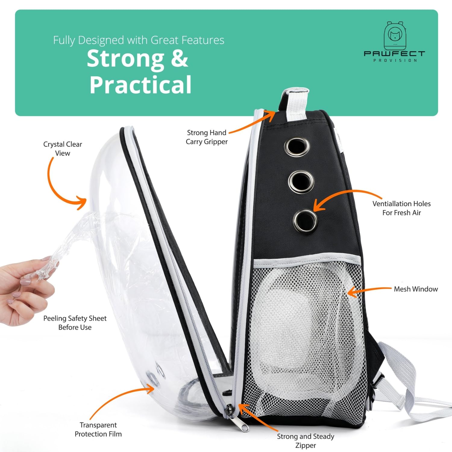 Pawfect Provisions durable PVC and Oxford fabric backpack