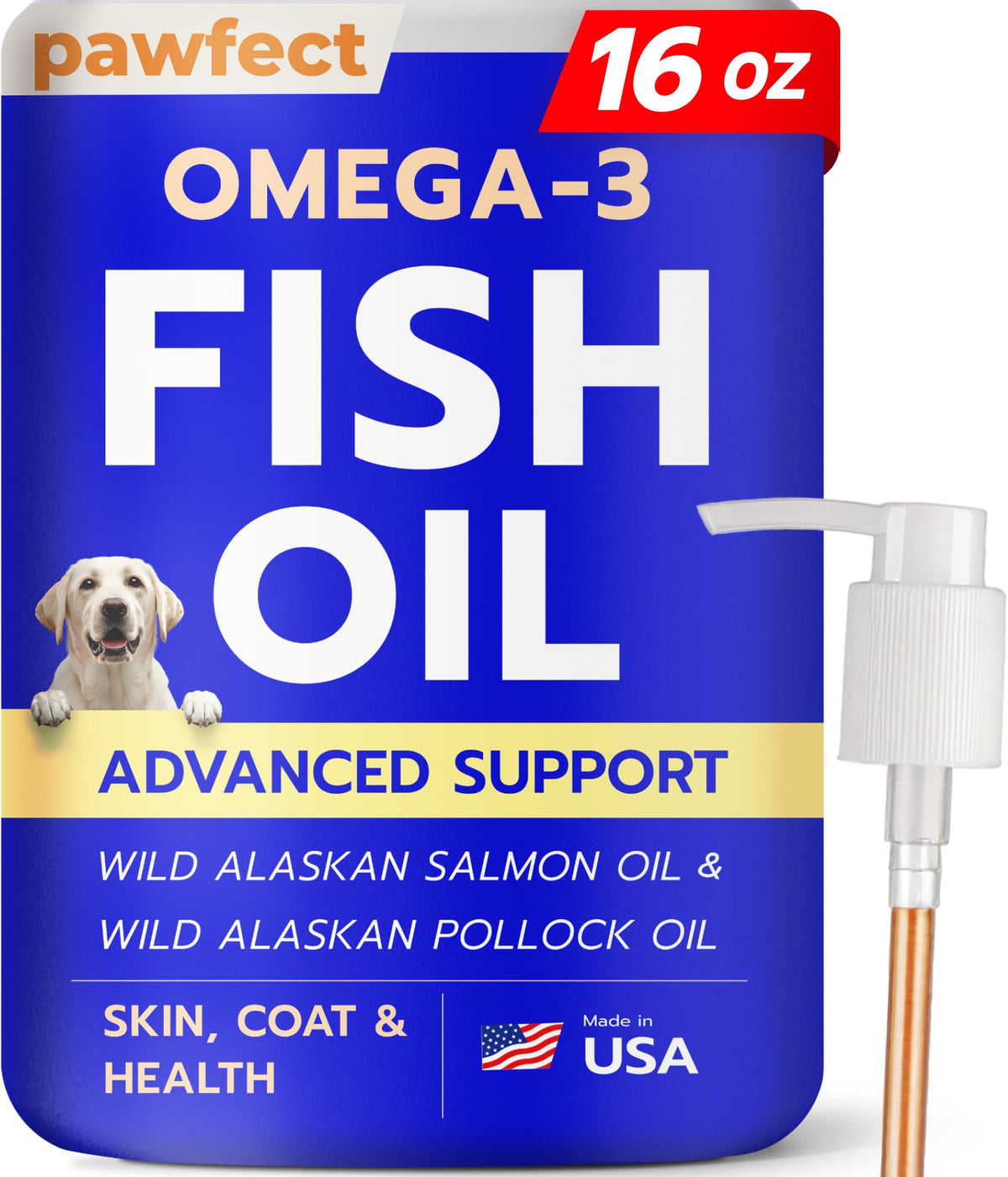 PAWFECTCHEW Fish Oil bottle pour for dogs promotes healthy skin.
