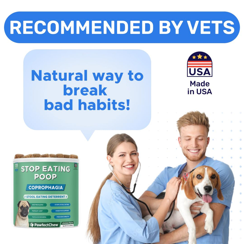 PAWFECTCHEW No Poo Chews packaging-box showcases complete deterrent for routines.