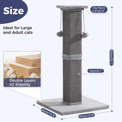Pawfessor 33inch sisal post grey demonstrates height for full-body stretches.