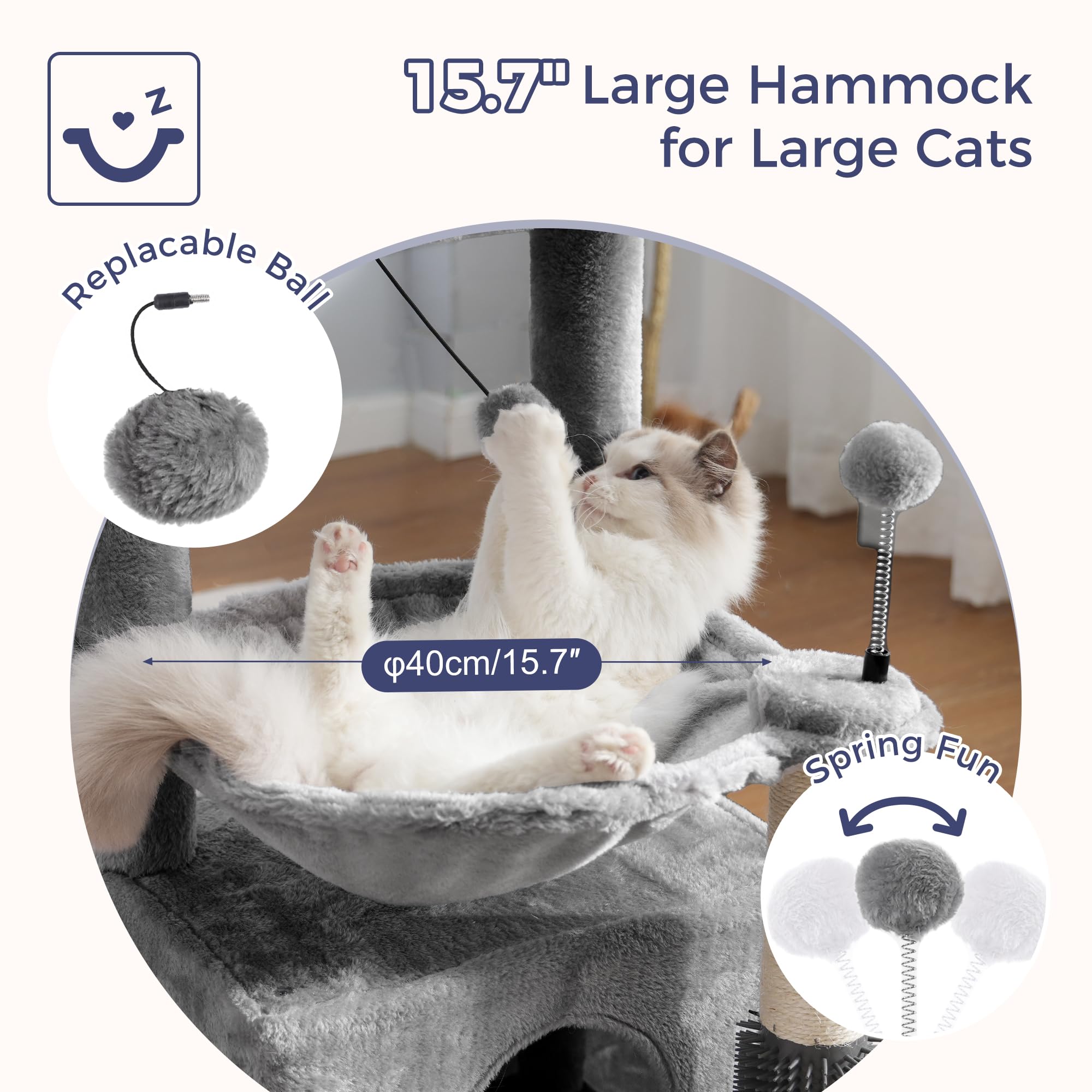 Pawfessor cat tree 32in self-groomer feature helps reduce loose fur during daily grooming