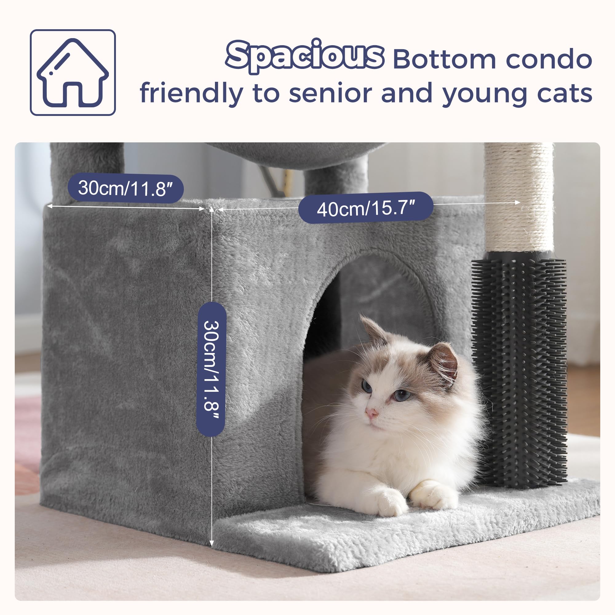 Pawfessor cat tree 32in wide hideaway condo provides private retreat for cats