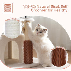 Pawfessor cat tree 32 inches self-groomer brushes loose fur