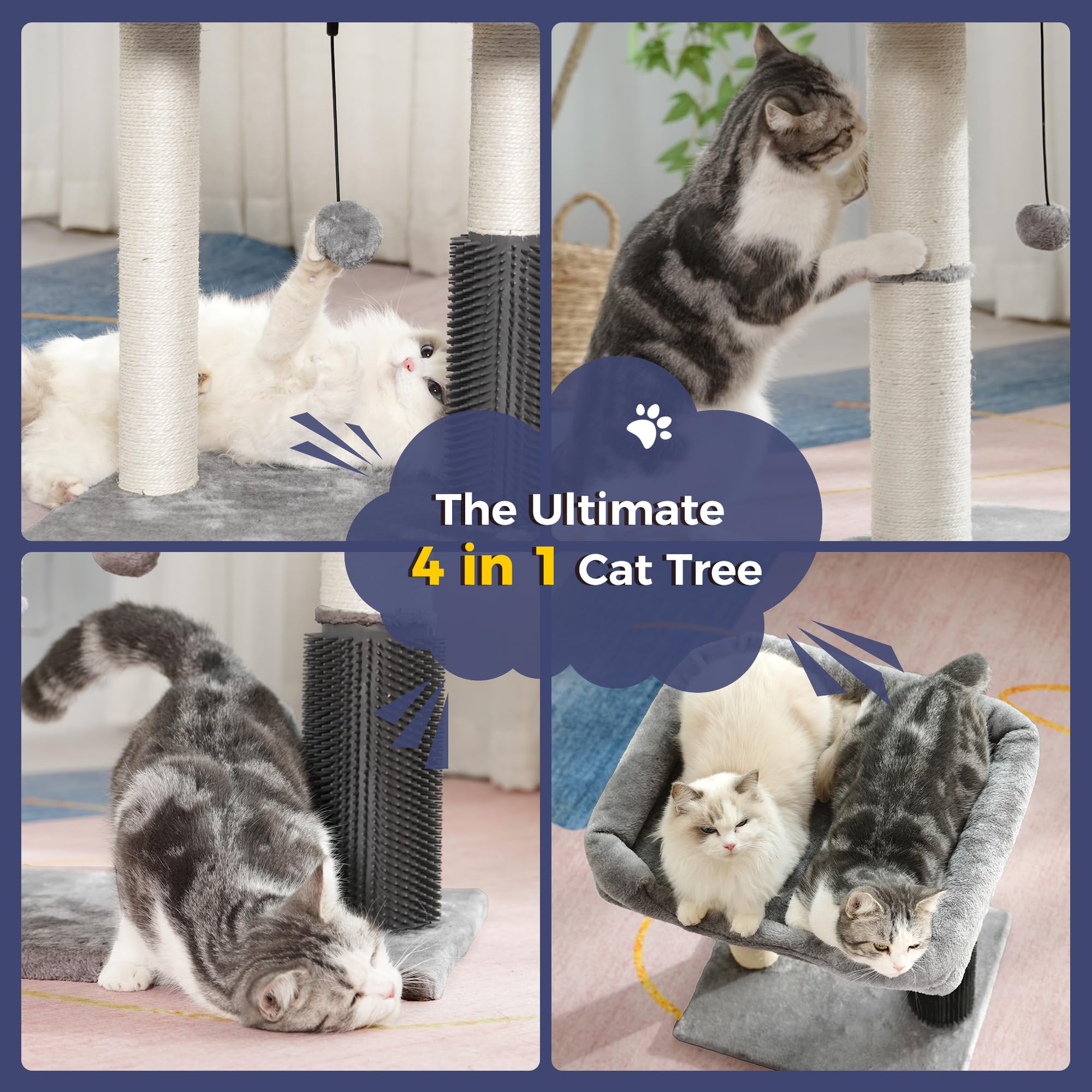 Pawfessor cat tree tower dangling ball for playful engagement