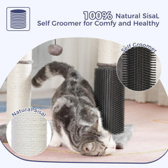 Pawfessor cat tree tower lower self-groomer for gentle grooming