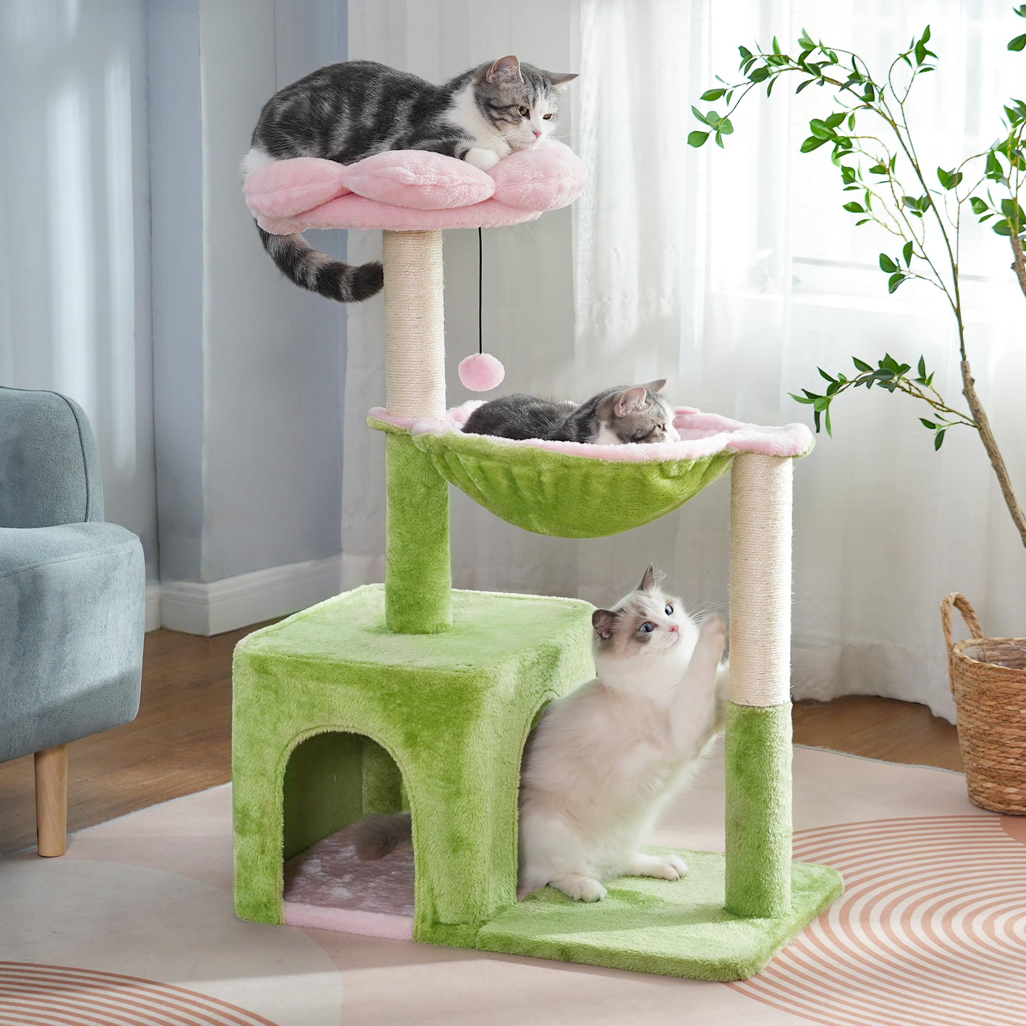 Pawfessor Flower Cat Tree hardware and manual for quick setup