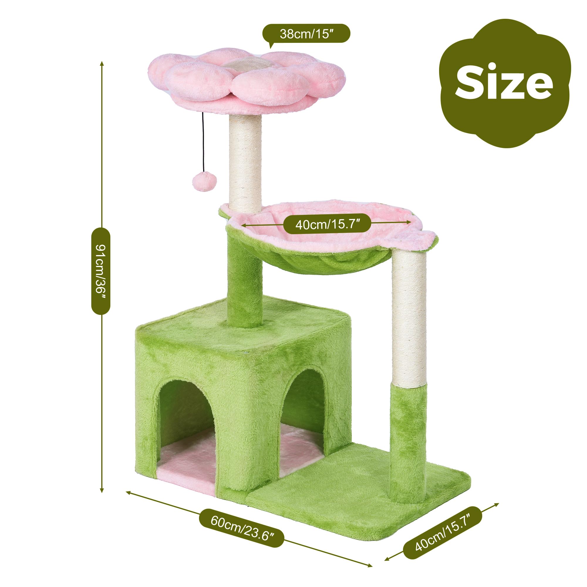 Pawfessor Flower Cat Tree soft plush cover for cozy rests