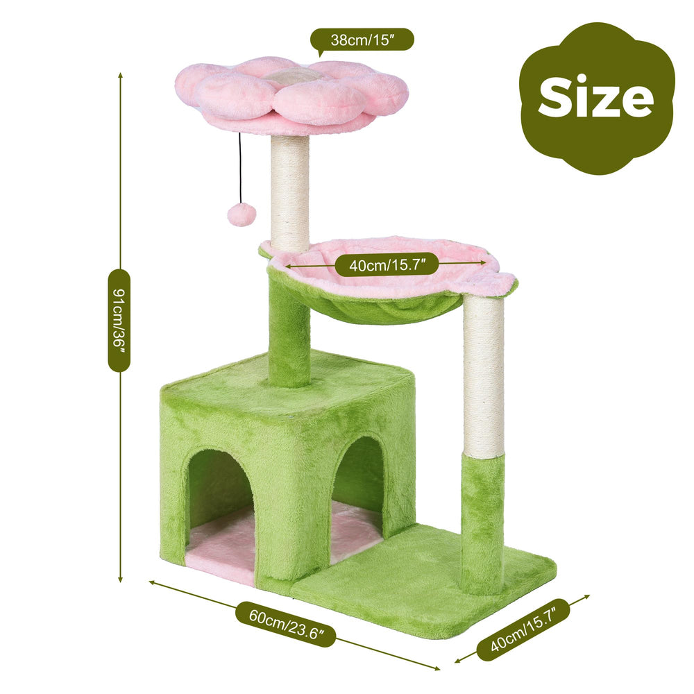 Pawfessor Flower Cat Tree soft plush cover for cozy rests