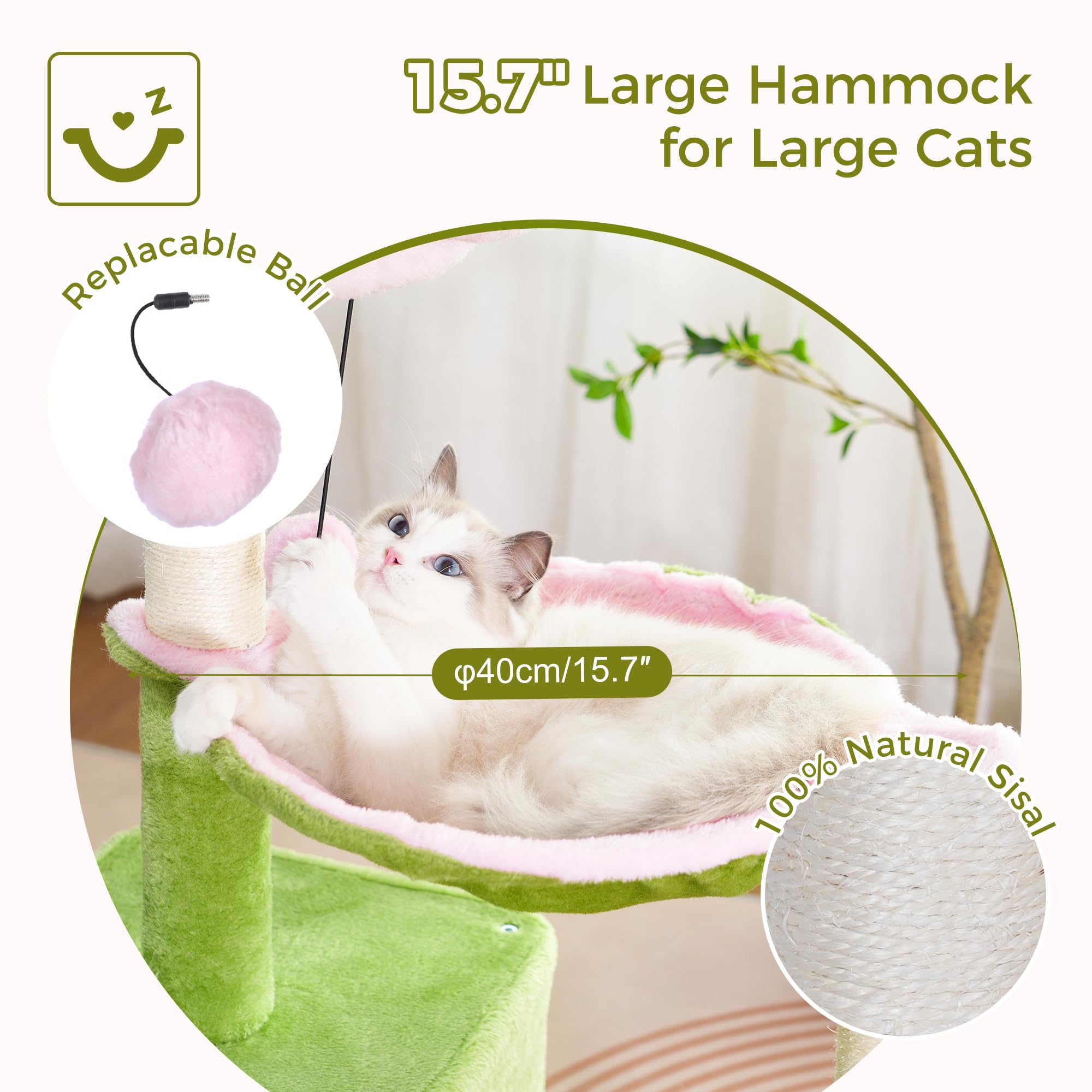 Pawfessor Flower Cat Tree wide condo offering private nap space