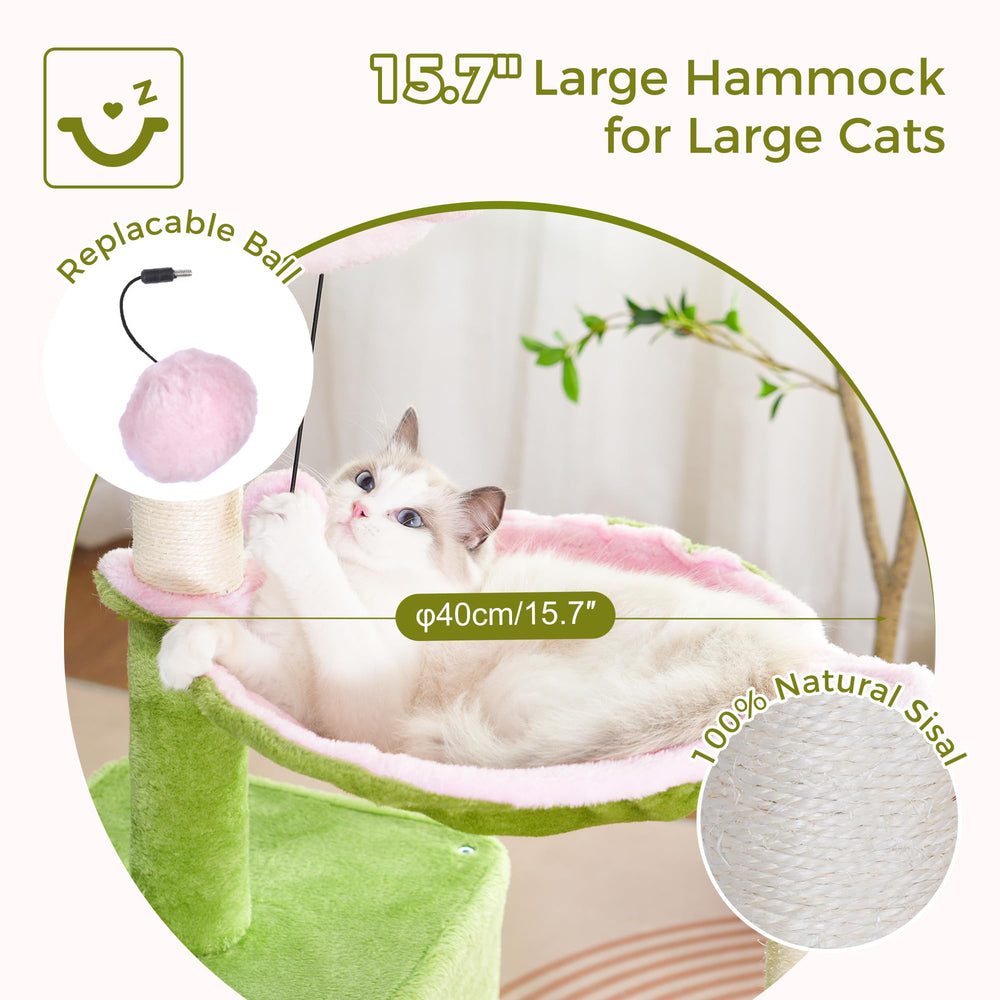 Pawfessor Flower Cat Tree wide condo offering private nap space