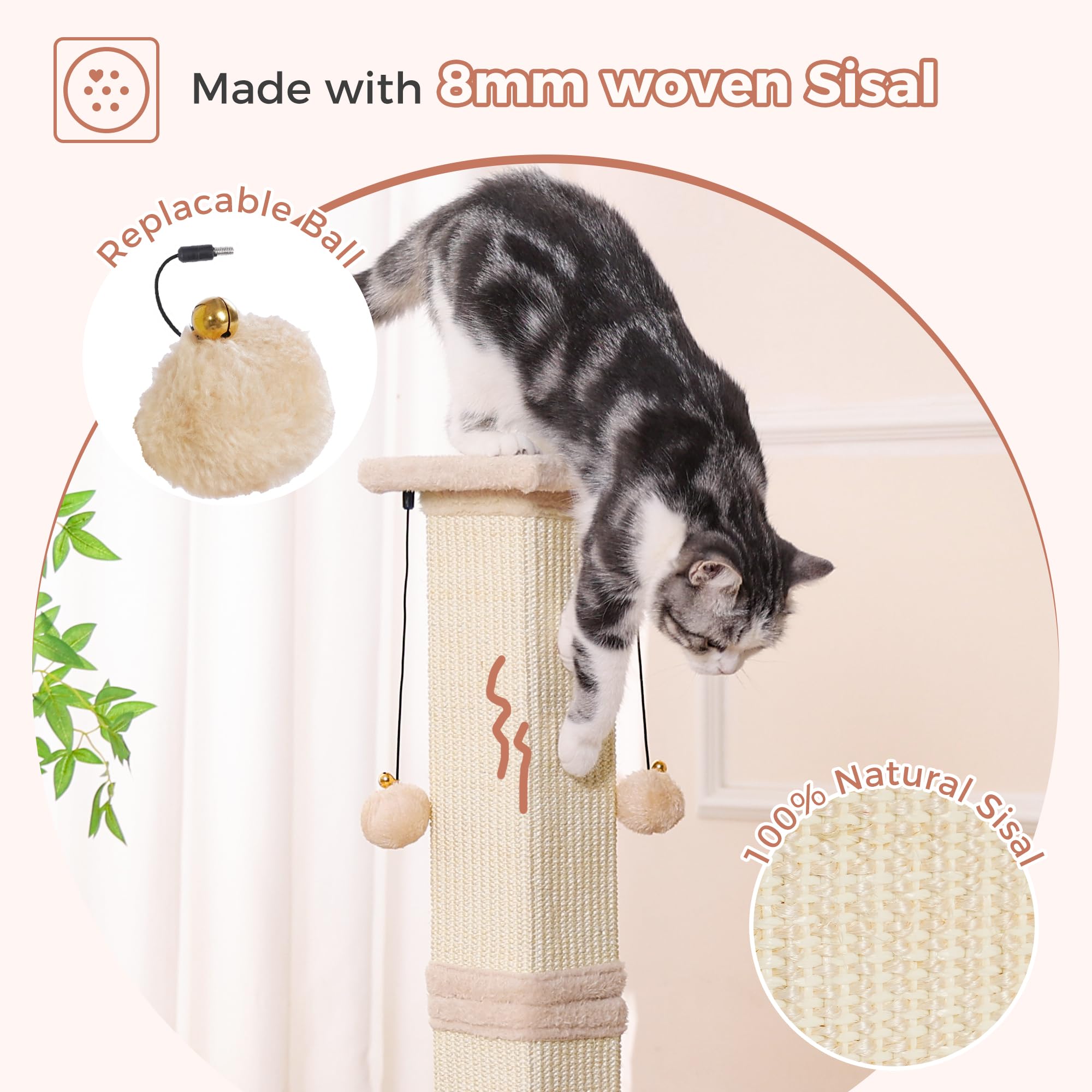 Pawfessor four-sided sisal scratching surface for versatile scratching from all angles.