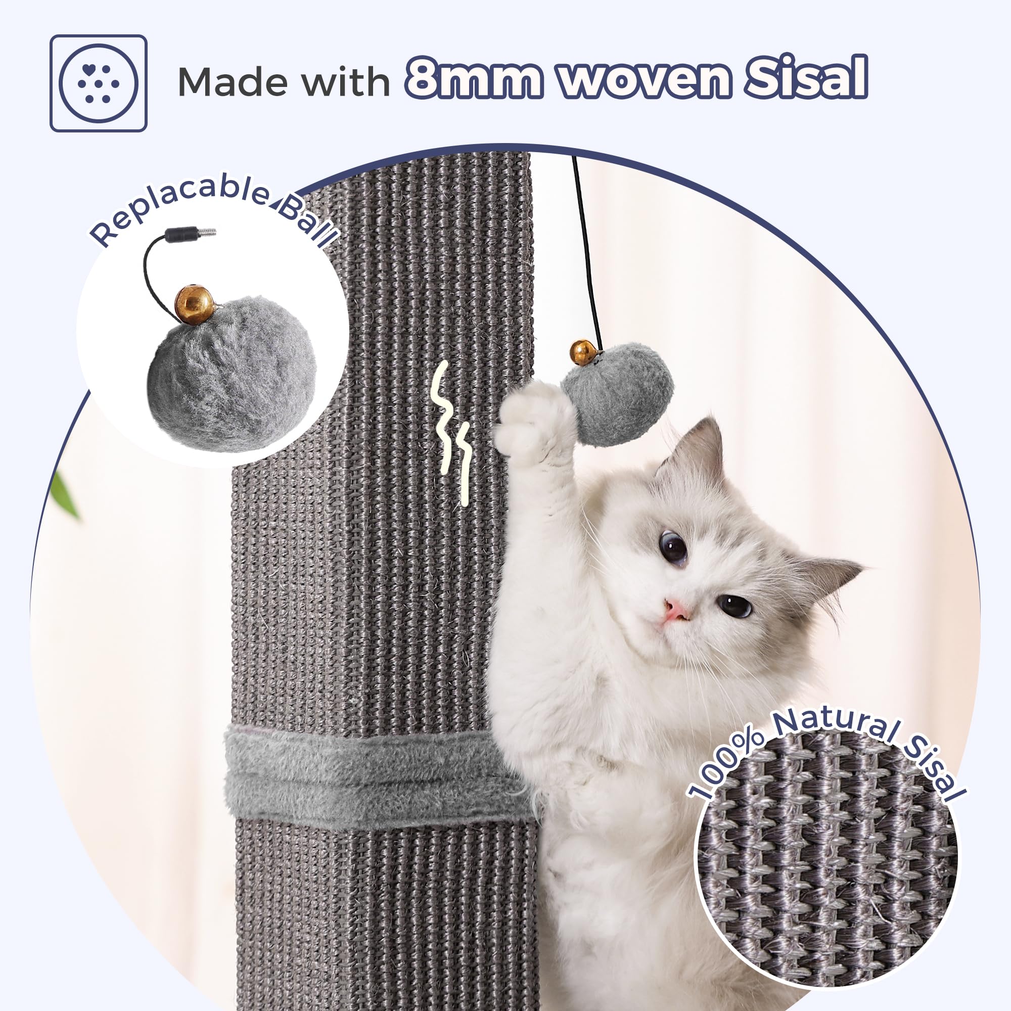 Pawfessor square base grey with plush fabric enhances comfort during scratching sessions.