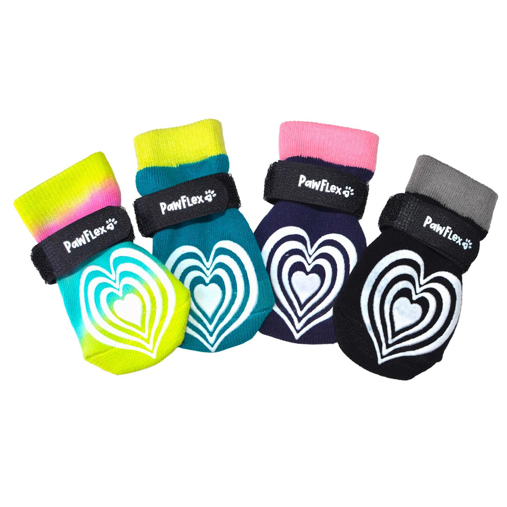 PawFlex Comfy Pawz boot-compatibility view illustrates boots staying in place