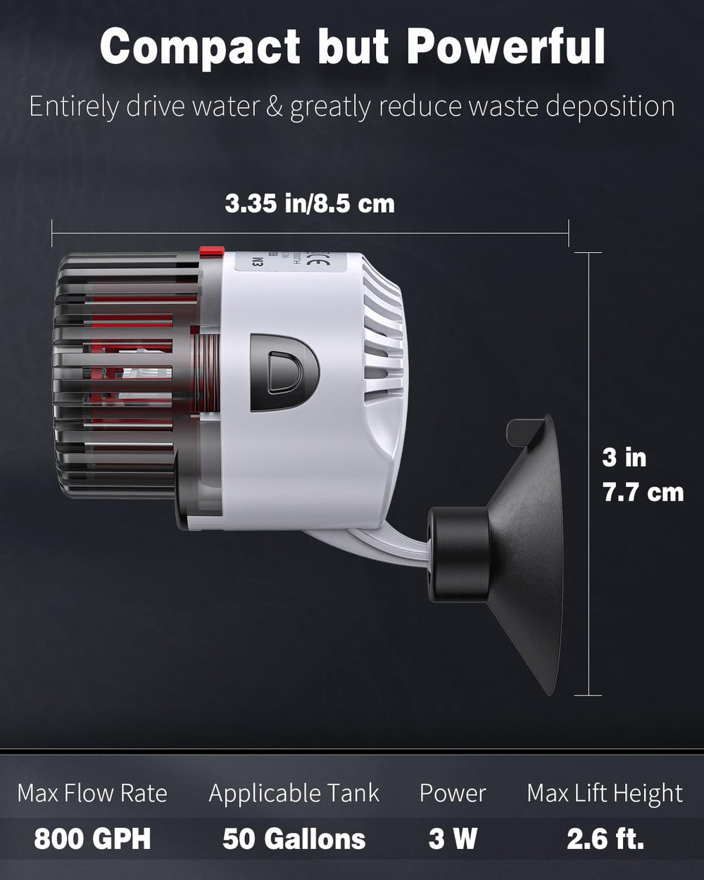 Pawfly compact-design wave maker highlighting space-saving footprint