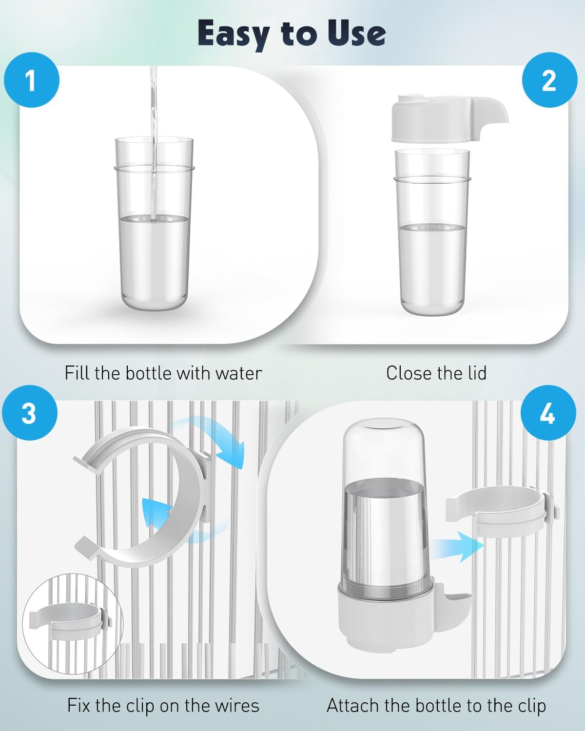 Pawfly 240 ml capacity per unit supports 4–5 days of water for four birds.