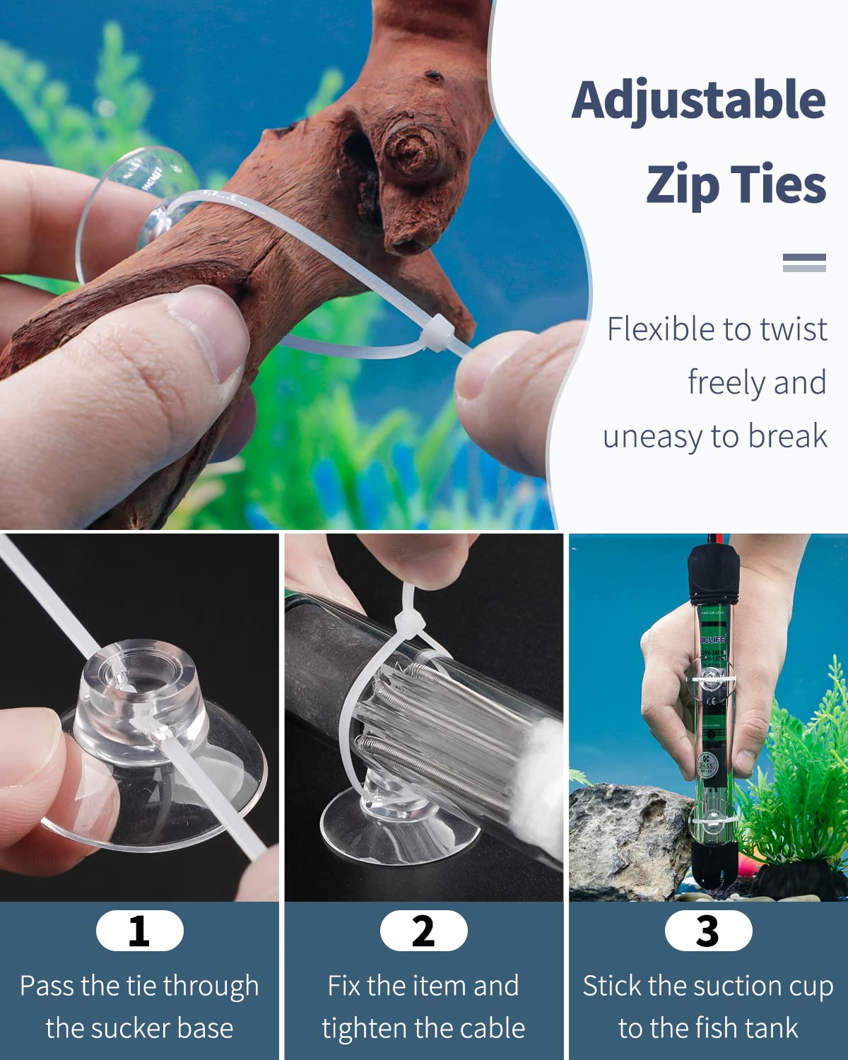 Pawfly adjustable zip ties secure moss and decorations for flexible layouts