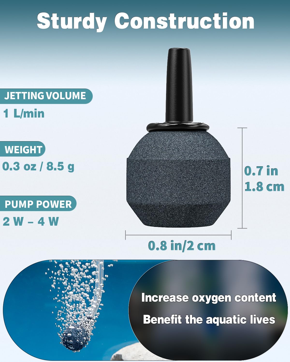 Pawfly air stone ball easy to clean with a brush to prevent clogging