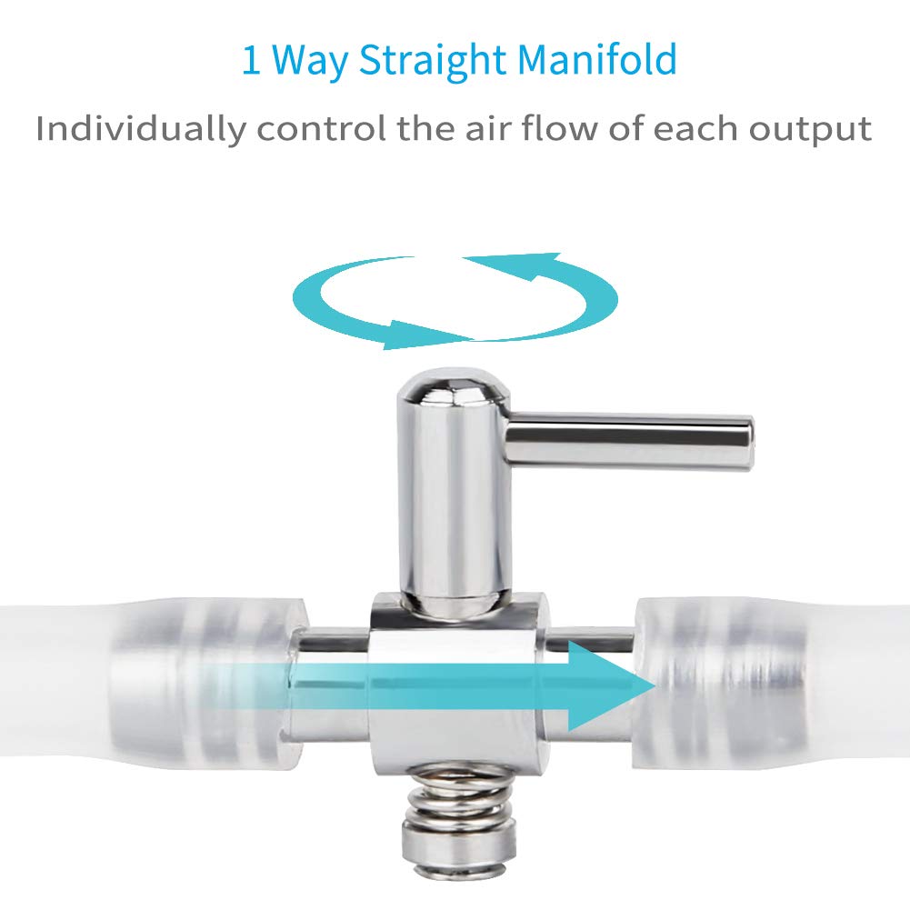 Pawfly six-pack aquarium air distributors with easy shutoff levers.