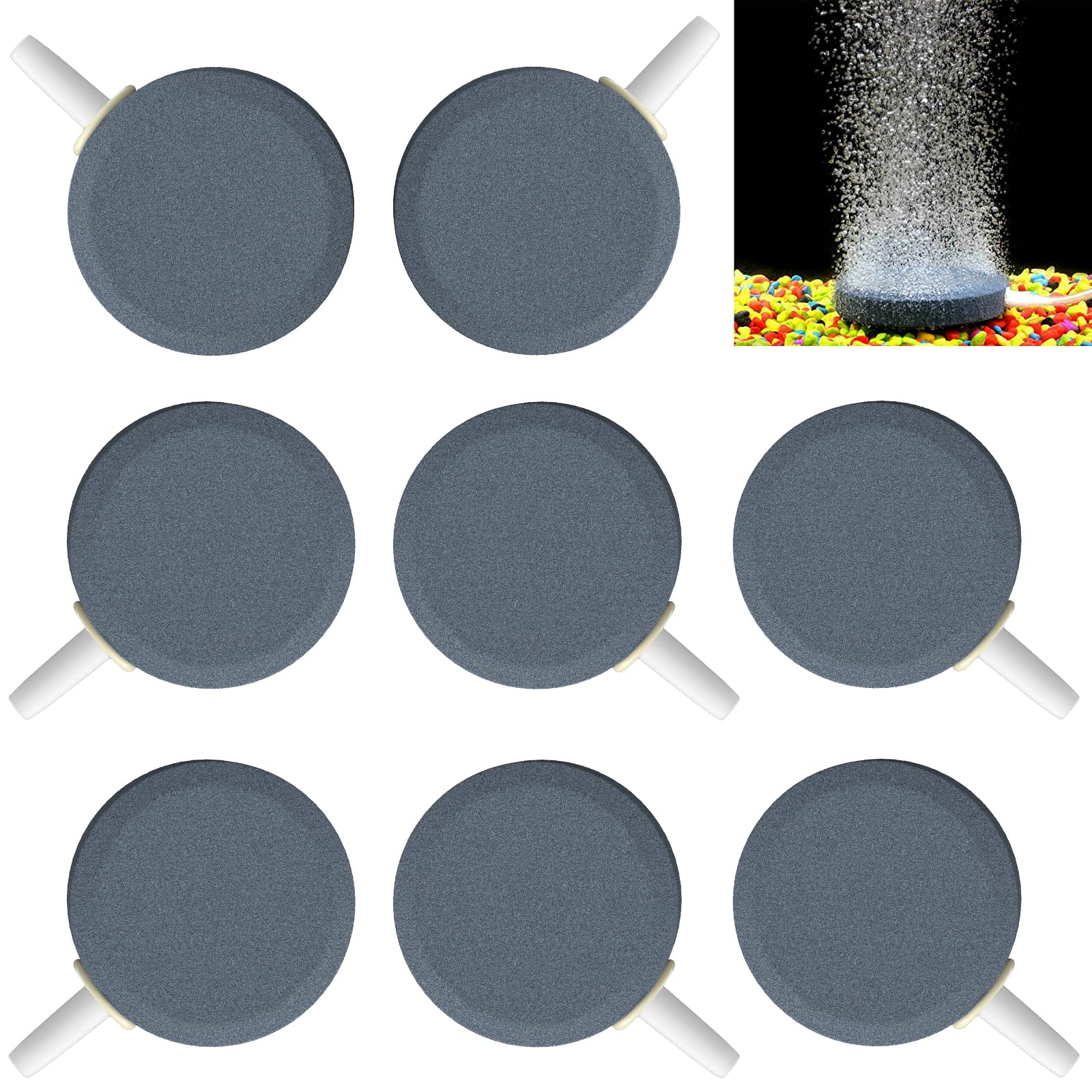 Pawfly aquarium air stone disc bubbler close-up showing dense bubbles for oxygenation