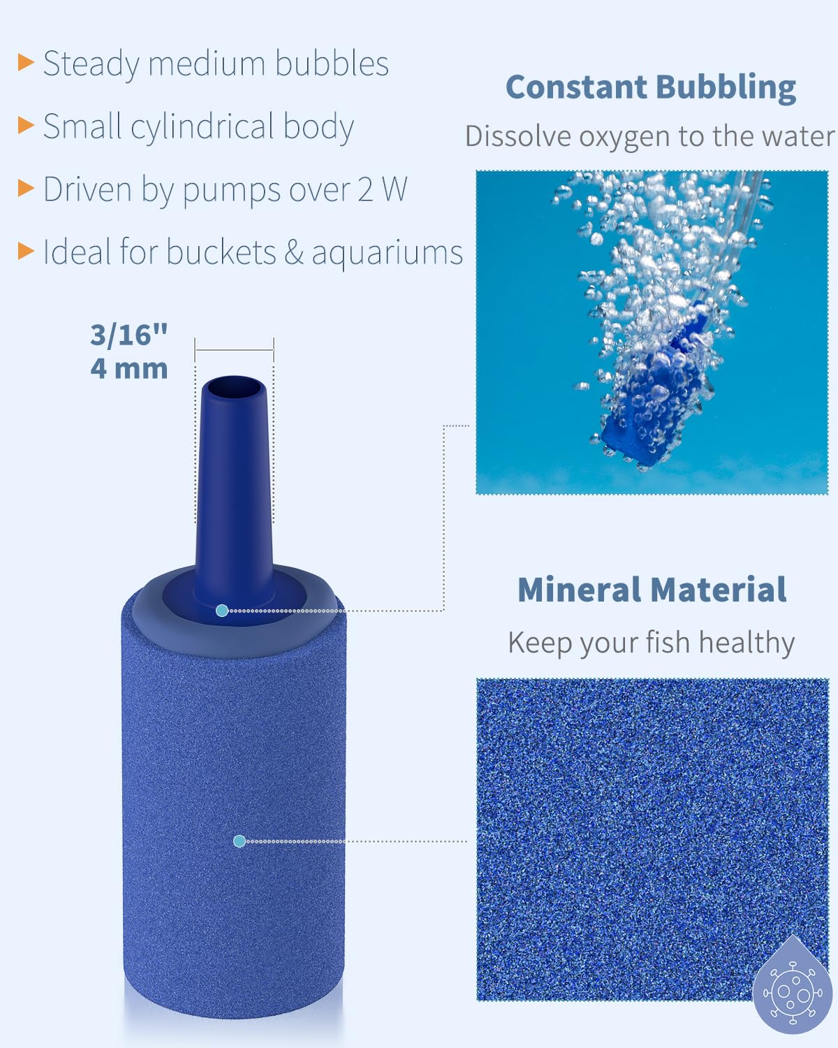 Pawfly aquarium air stone in use small-tank—easy setup to enhance aeration