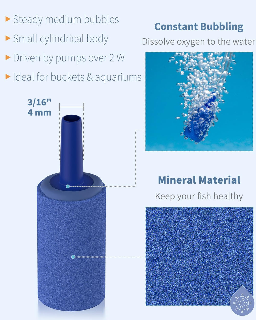 Pawfly aquarium air stone in use small-tank—easy setup to enhance aeration