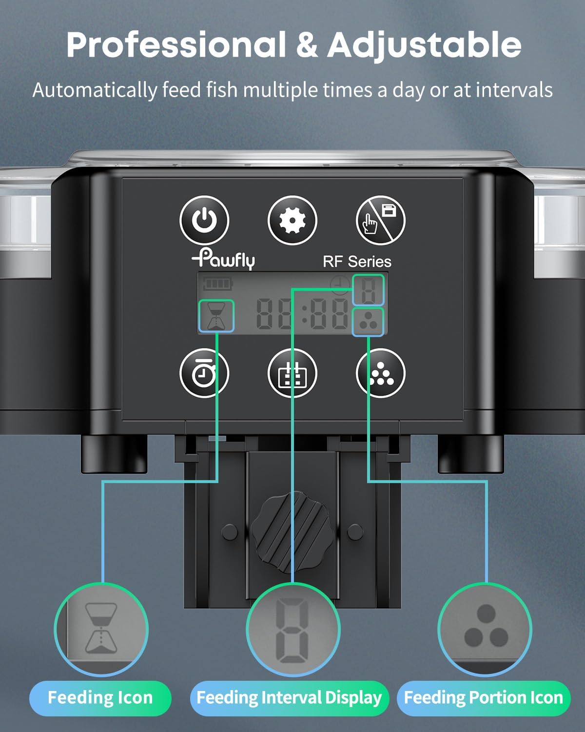 Pawfly 15-compartment container ensures organized portioning for Pawfly feeder.