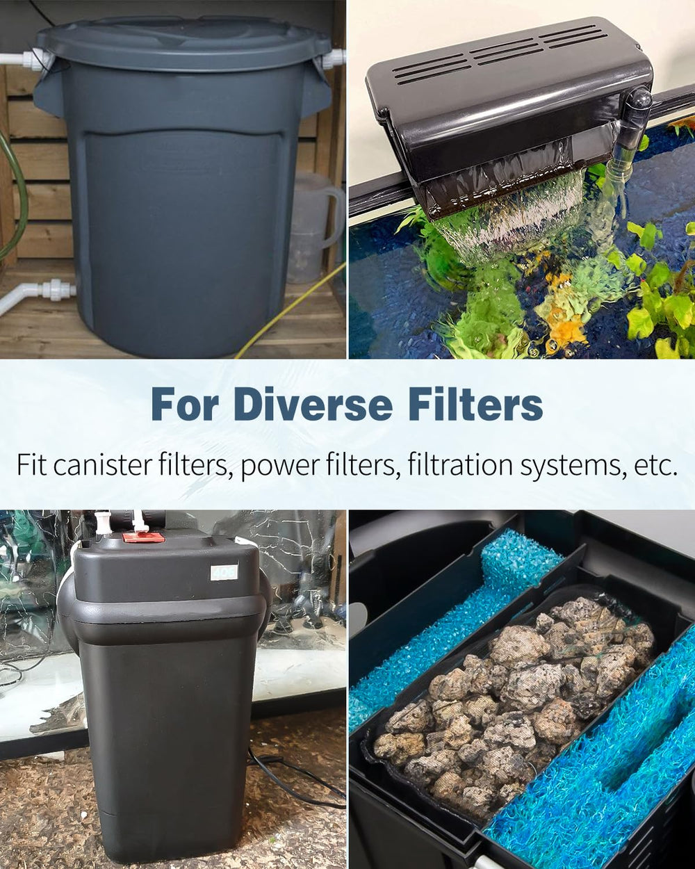 Pawfly aquarium bag supports ceramic rings, bio media, carbon, and stones for balanced filtration.