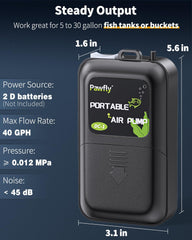 Pawfly aquarium air pump shows included air stone and tubing for quick setup