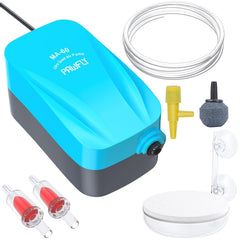 Pawfly Aquarium Compact Air Pump front view highlights space-saving design for 3-20 gallon tanks