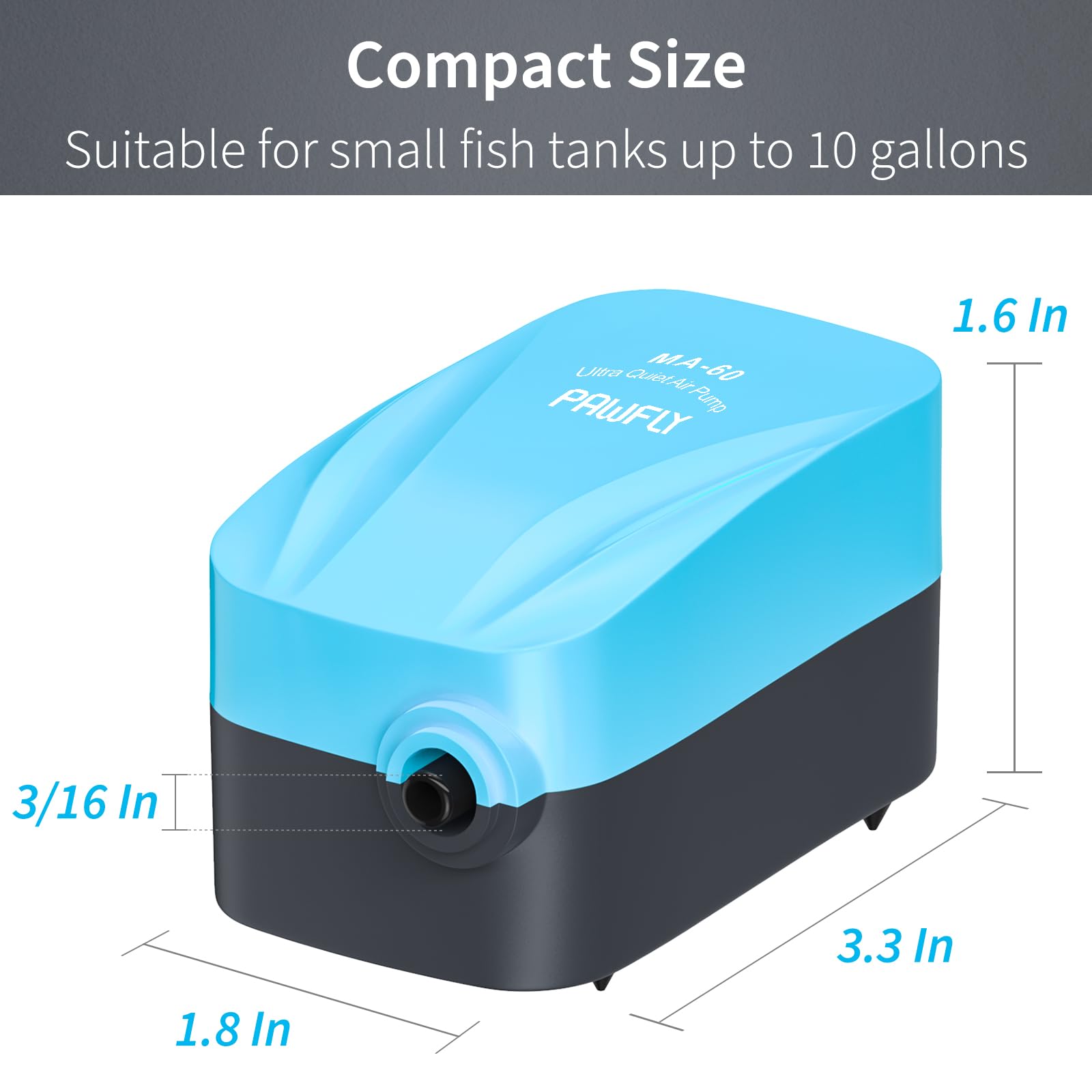 Pawfly Aquarium Compact Air Pump output close-up shows fine bubbles boosting oxygenation in small aquariums
