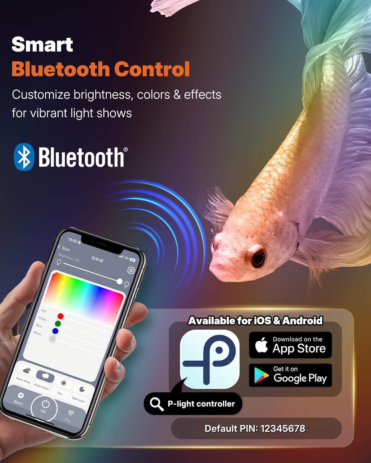 Pawfly aquarium light full-spectrum LED enhances natural colors for vibrant aquatic environments.