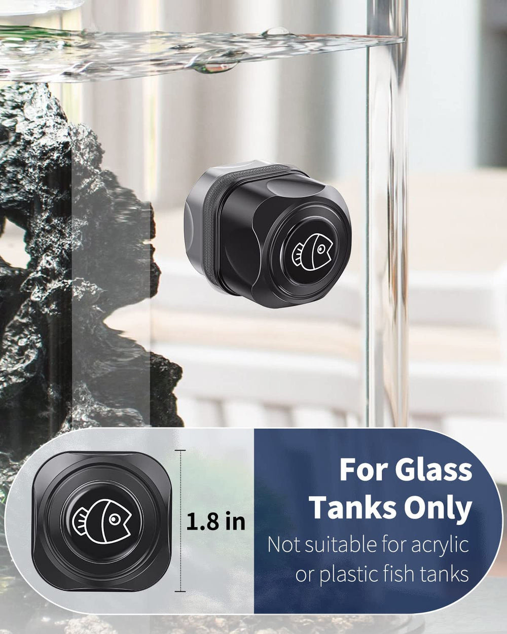 Pawfly aquarium magnetic brush coarse-soft-pads highlights dual-pad cleaning on glass surfaces