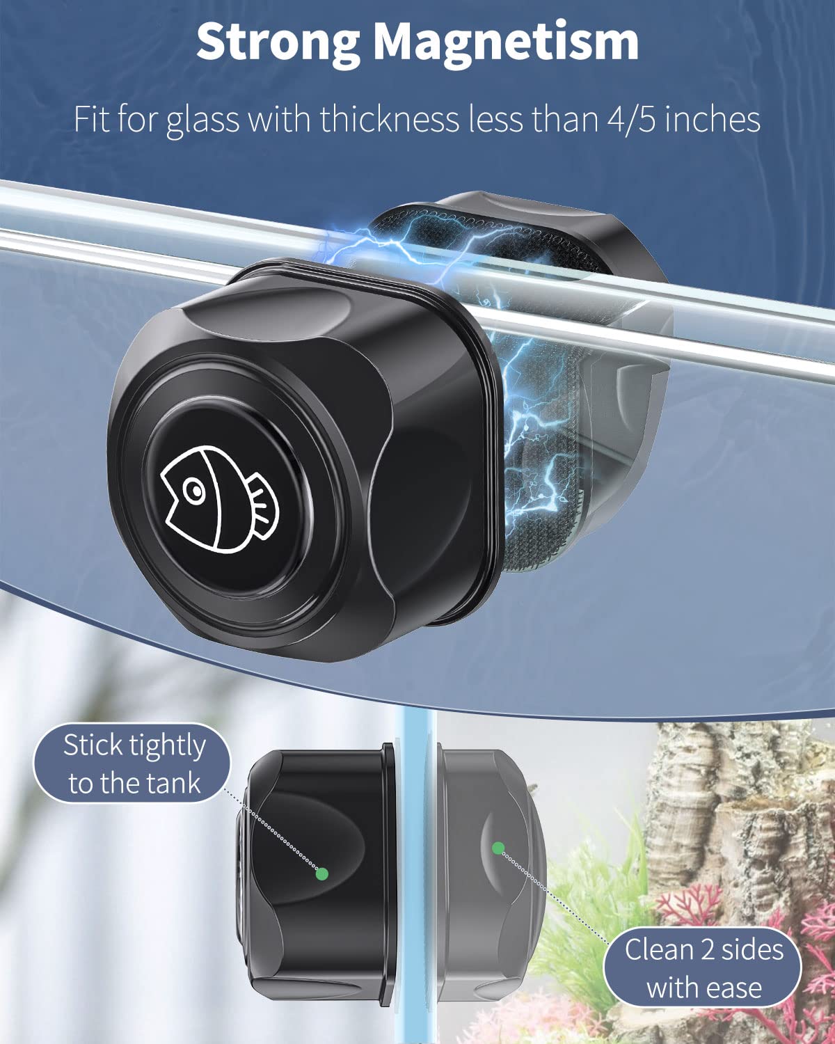 Pawfly aquarium magnetic brush floating-pads depict easy retrieval after detachment