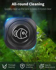 Pawfly aquarium magnetic brush inside-glass-clean demonstrates dual-pad action for interior cleaning