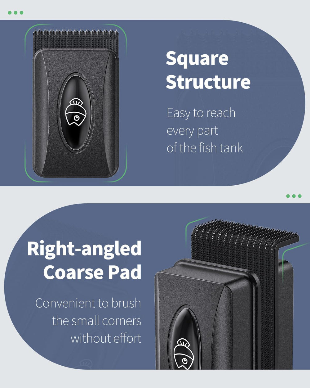 Pawfly Aquarium Magnetic Brush soft-pad-closeup captures gentle outside wiping on glass.