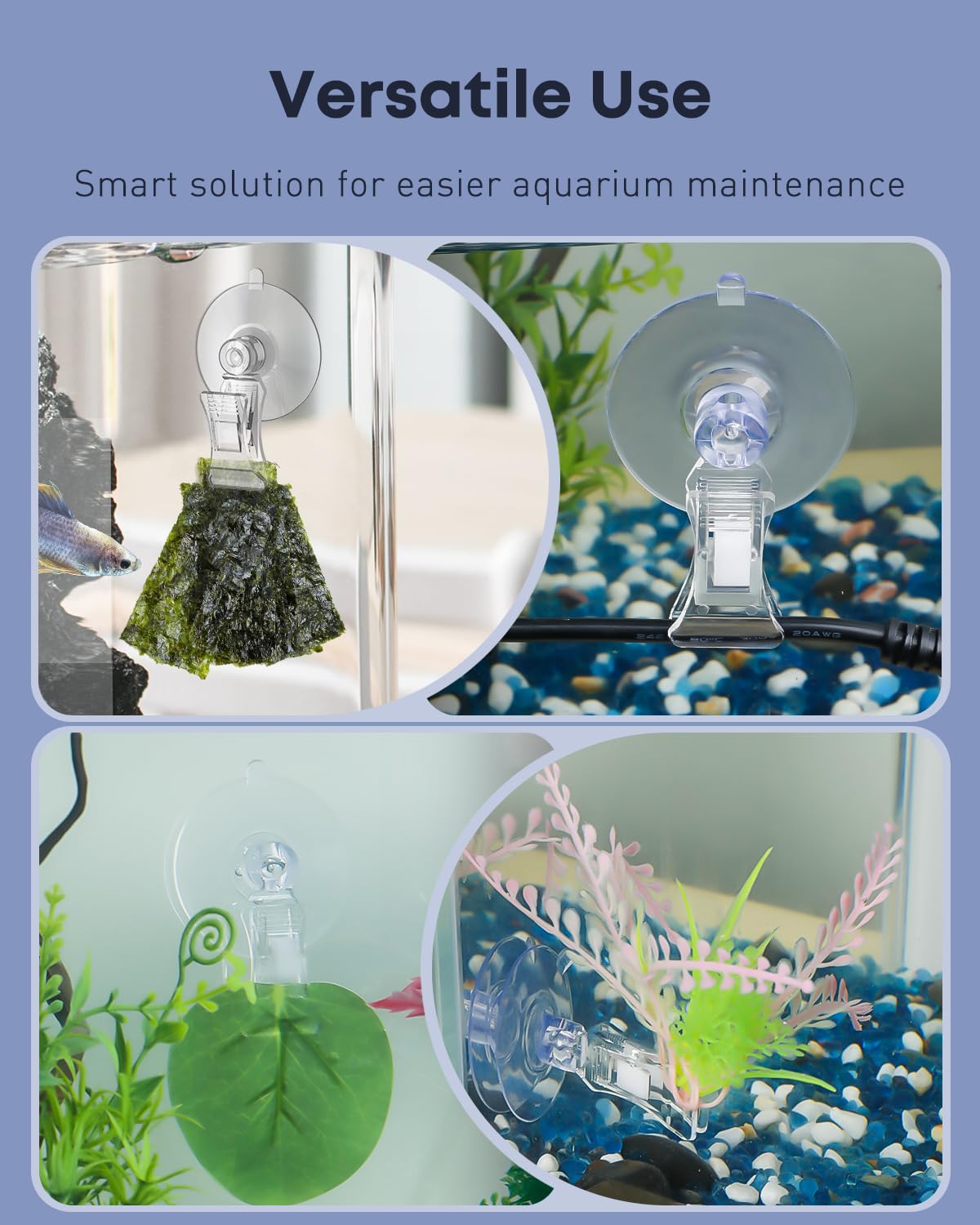Pawfly aquarium suction cups pull-tabs—easy removal for thorough cleaning